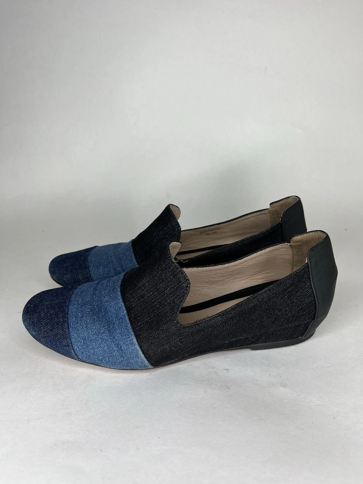 10 Crosby Derek Lam Zapatos Planos Sin Cordones Mujer Talla 6M Negro Azul Denim Foto 3 de 4