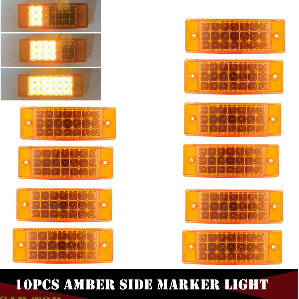 10x Amber 21LED Rectangle Semi Truck Trailer Side Marker Turn Lights-image