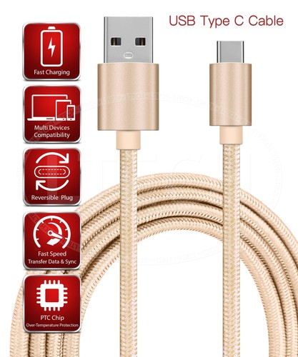 Ladekabel für LG Velvet Ladegerät USB Typ C Datenkabel Nylon geflochten - Bild 3 von 21