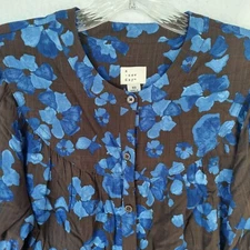 NWT A New Day Women's Blouse Size XS Blue Floral Balloon Sleeve Long Sleeve