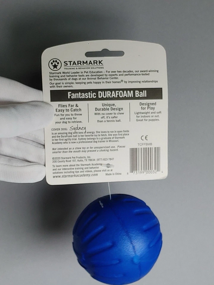Dog Fetch DURAFOAM BALL Medium blue Starmark - Brand New US seller - Imagem 3 de 4