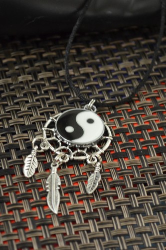 "Collar colgante de plata de 2"" Yin Yang atrapasueños protección 18"" - Imagen 4 de 4