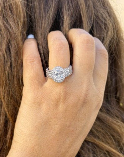 IGI Certified 14K Yellow Gold Oval And Round Diamond Engagement Ring Halo 4.00ct - Picture 9 of 16