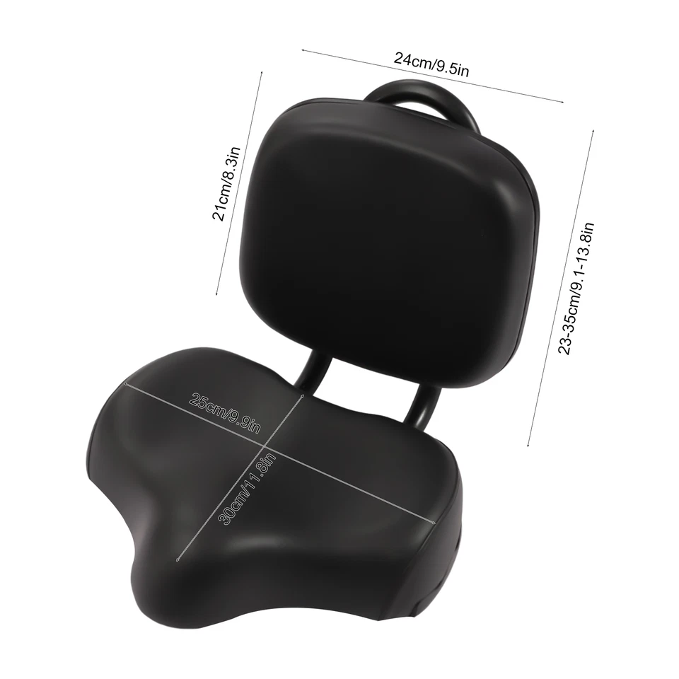 Sillín de asiento de bicicleta universal grande cómodo negro respaldo playa bicicleta crucero Foto 2 de 4