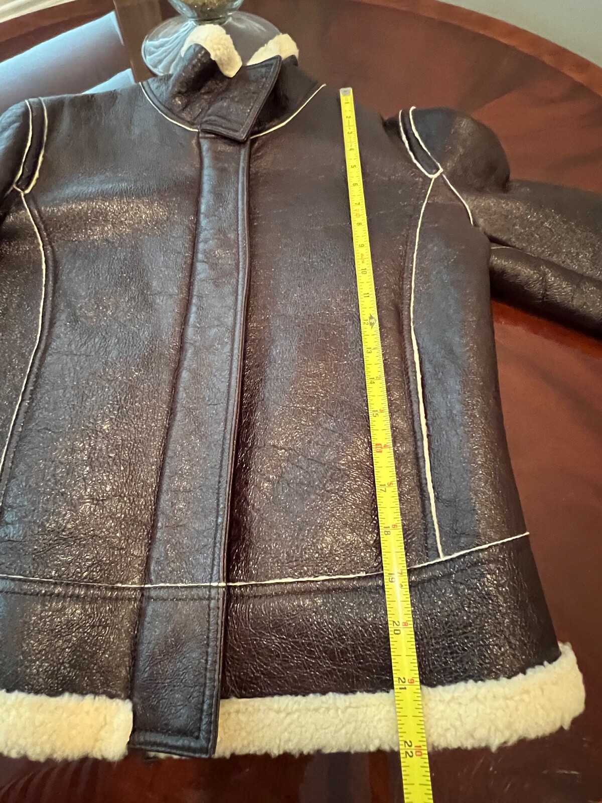 BURBERRY LONDON VINTAGE LEATHER / SHERPA ZIP JACKET SIZE 8 image 9
