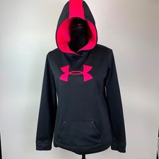 Under Armour Black Hot Pink UA Logo Loose Fit Kangaroo Pocket Hoodie Youth YXL
