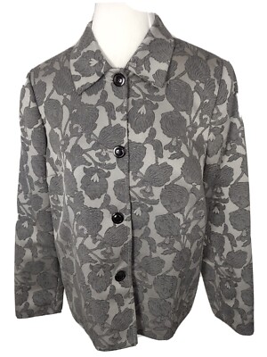 Sag Harbor New Womans Sz 10 Gray Floral Print Suit Separate Jacket S72
