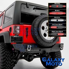 Black Rear Bumpertwin Red Lens Led Tail Light For 07-18 Jeep Jk Wrangler