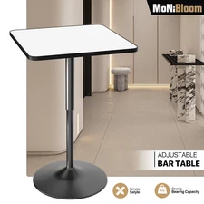 White Adjustable Counter Height Pub Bar Cocktail Table Wood Rectangular Tabletop