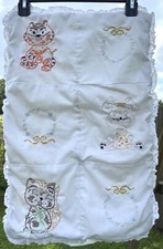 Handmade Embroidered Baby Blanket Quilt with Lace Edge 22" X 15"