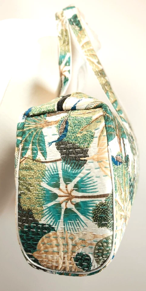 Large Duffle travel Handbag shoulder bag overnight white turquoise hippy boho - Image 2 of 4