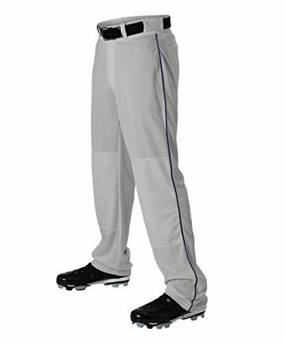 Don Alleson 605WLBY Youth Relaxed Fit Baseball Pants with Braid - Gray/Navy - Sm - Photo 1/1