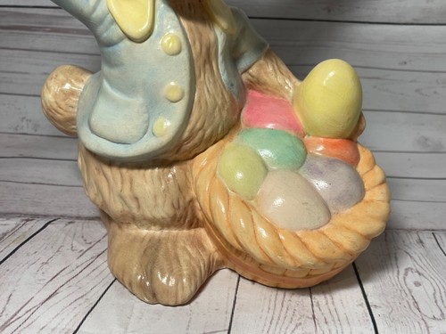 Vintage Atlantic Mold Easter Bunny with Paintbrush and Eggs 1980s 9.75" Tall - Picture 2 of 8