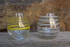 2 bicchieri liquore strisce decoro pop art strisce anni 60 70 RDT