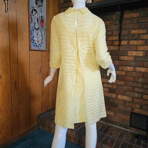 Vtg 60s Mod Mary Jane Dolly 2 Pc Cocktail Party Sheath Dress + Split Overdress S - Picture 6 of 9