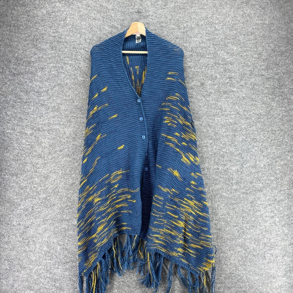 Jaqueta LulaRoe Wrap Feminina S Pequena Azul Listrada Decote V Botão Para Cima Franja Casual - Imagem 3 de 4