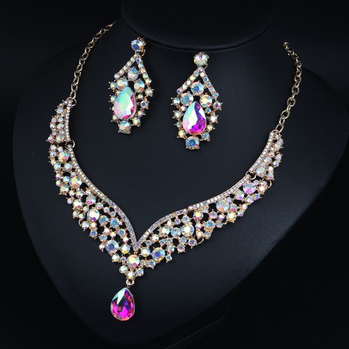 Conjunto de joyas pendientes collar colgante de cristal accesorio de fiesta para mujer - Imagen 23 de 27