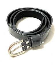 CINTURÓN Mujer ~ PVC Nylon GRIS LISO ~ HEBILLA PLATEADA ~ Extra Grande (XL) ~ RARO