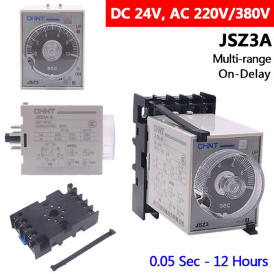 DC 24V AC 220V 380V Time Delay Relays On-delay 0.05s-12 Hours Multi-range JSZ3A