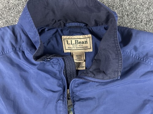Vtg LL Bean Rain Windbreaker Jacket Mens Medium Navy Blue Nylon Repel Full Zip - Picture 2 of 10