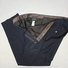 Lauren Ralph Lauren Flat Front Dress Pants Mens 34x30 Navy Blue Poly Rayon Blend