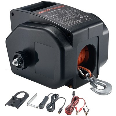 VEVOR 12V Electric Boat Winch 2000 lbs 300W Reversible Electric Trailer Winch