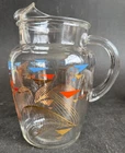 Vintage Anchor Hocking  Futuristic Atomic Glass Pitcher Blue Red and Gold! MCM