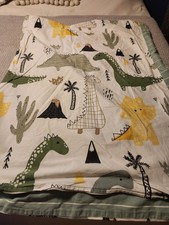 Twin Dinosaur Print Comforter Cover Cotton Neutrals Reversible Zip Close 84x62