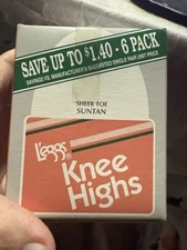 L'Eggs Knee High, Suntan, Sheer Toe, 4 New Pair, Opened Box