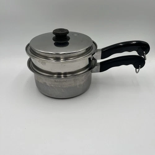 Saladmaster Stainless Steel 9” Saucepan Steamer Strainer TP304S Vapo lid 4-Piece