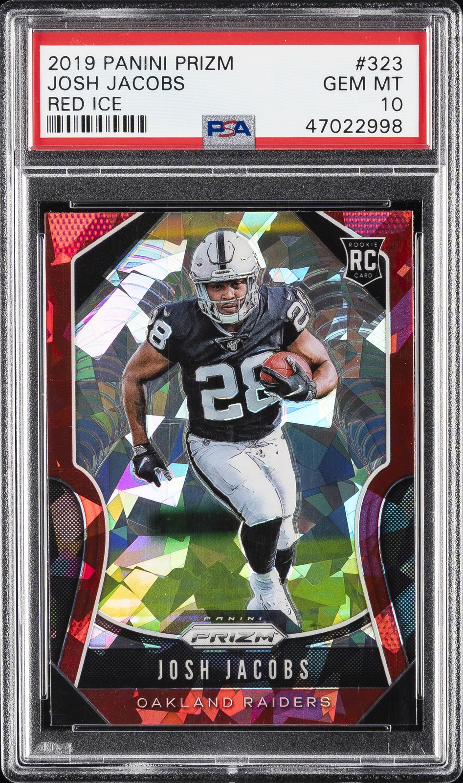 2019 PANINI PRIZM RED ICE #323 JOSH JACOBS PSA 10