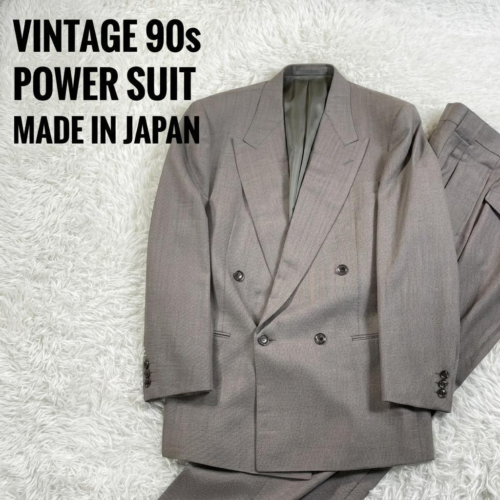 90s Double Setup Suit Greige Made in Japan Power Suit S-M | eBay