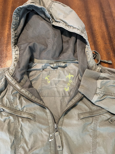 Eddie Bauer Jacke Damen Large hellbraun grün Anorak Full Zip Windbreaker - Bild 1 von 5