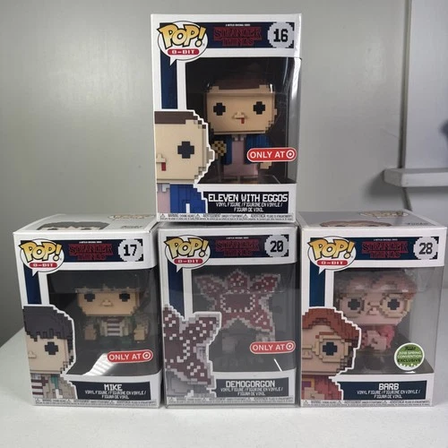 Lot Of Four Stranger Things 8-bit Funko Pops Eleven, Mike, Barb, Demogorgon