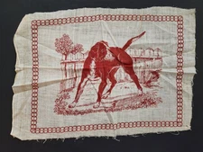 c1890 antique DOG cloth BANDANA likely COCHRANES TURKEY RED 8.25x11.5