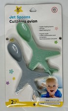 NEW 2 Pack of Jet Spoons Toddler Feeding Soft Grip Fun Airplane BPA Free 16606 B