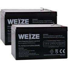 2-Pack WEIZE 12V 12Ah SLA Sealed Lead Acid Rechargeable AGM Battery F2 Terminals