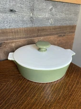 Vintage 1970s CorningWare Avocado Green Covered Casserole Dish W Lid