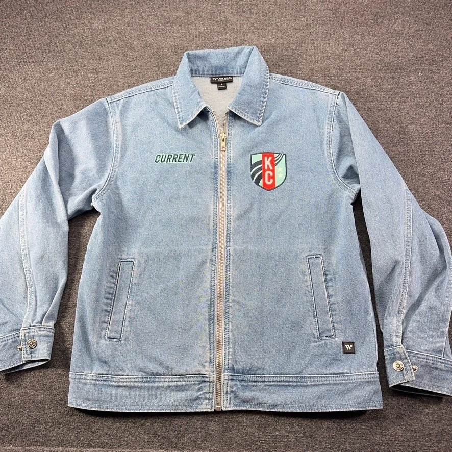 The Wild Collective Kansas City Current Denim Jacket Light Wash Blue Small NWSL image 1