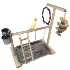 Parrot Playground Bird Play Stand Play Gym with Feeder Cups,Swings, Ladder