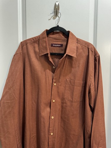 Tommy Bahamas Rust Mens Button Down Shirt Long Sleeve large 71% Silk 29% Cotton - Picture 4 of 8