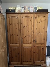 Solid Pine 3-Door Wardrobe