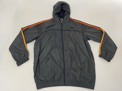 Lonsdale London Fullzip Hooded Windbreaker Jacket Mens Size XXL Gray Orange
