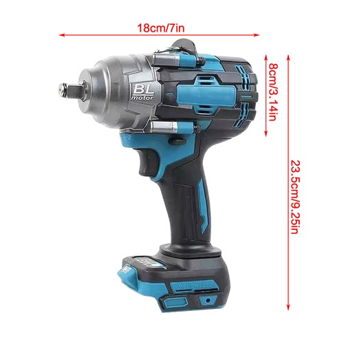 1000N.m Brushless High Torque Electric Impact Wrench 1/2" For Makita 18V Battery - Picture 2 of 11