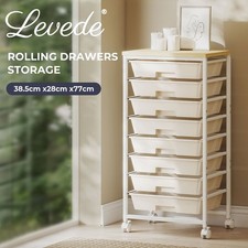 Image of Levede 8 Drawers Storage Trolley Utility Cart Plastic Mobile Organiser Unit