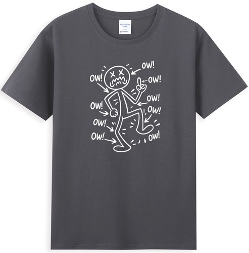 Ow Ow Ow Ow Ow Stick Character Funny Matchstick Middle Finger Meme T-Shirt - Picture 4 of 5