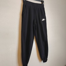 Nike Boys Youth Medium Black Fleece Jogger Sweatpants Swoosh Logo Pants
