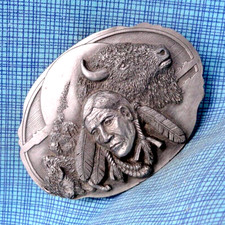 Bison Native American Belt Buckle Spirit Animal Buffalo Vtg Arroyo Grande.NOX215