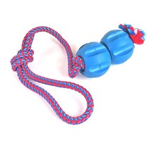 GarPet Hundespielzeug Wurfspielzeug Seil mit 2 Kugeln, 5,2 cm x 50 cm, Blau Rot