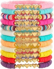 12pcs Friendship Bracelets Beaded Heishi Bracelet Cute R